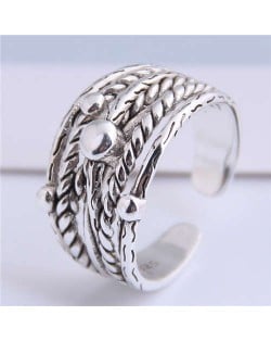 Multiple Layers Hemp Rope Design Bold Vintage Fashion Women Copper Ring