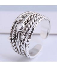 Multiple Layers Hemp Rope Design Bold Vintage Fashion Women Copper Ring