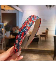 Korean Fashion Pastoral Red Flower Prints Cloth Women Hair Hoop