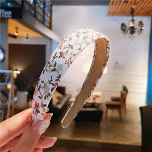 Sping Flower Prints Korean Fashion Women White Cloth Hair Hoop