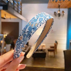 Pastoral Fashion Blue Flowers Prints Korean Fashion Women Cloth Hair Hoop