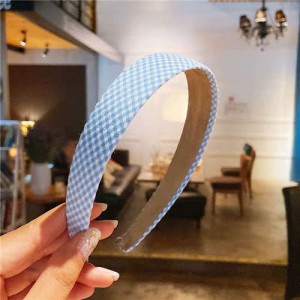 Pastoral Casual Fashion Lattice Pattern Prints Women Cloth Hair Hoop - Blue