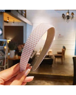 Pastoral Casual Fashion Lattice Pattern Prints Women Cloth Hair Hoop - Pink