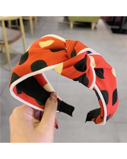 Polka Dot Korean Fashion Bow Design Women Cloth Hair Hoop - Orange