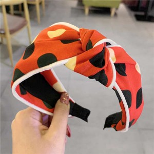 Polka Dot Korean Fashion Bow Design Women Cloth Hair Hoop - Orange