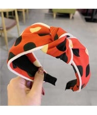 Polka Dot Korean Fashion Bow Design Women Cloth Hair Hoop - Orange