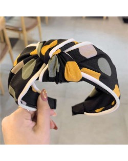 Polka Dot Korean Fashion Bow Design Women Cloth Hair Hoop - Black