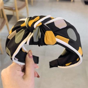 Polka Dot Korean Fashion Bow Design Women Cloth Hair Hoop - Black