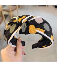 Polka Dot Korean Fashion Bow Design Women Cloth Hair Hoop - Black