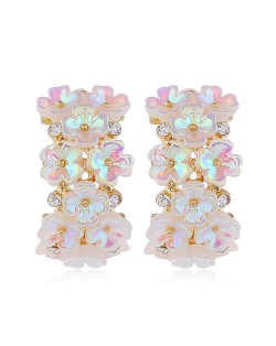 Shining Flowers Cluster Western High Fashion Women Statement Stud Earrings