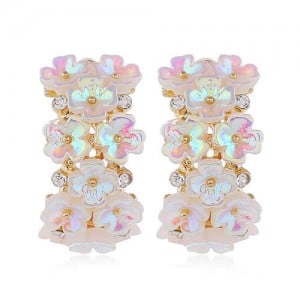 Shining Flowers Cluster Western High Fashion Women Statement Stud Earrings