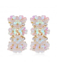 Shining Flowers Cluster Western High Fashion Women Statement Stud Earrings