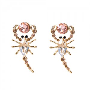 Rhinestone Embellished Alloy Scorpion Women Fashion Earrings - White