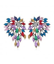 Rhinestone Hollow Wings Design Shining Fashion Women Stud Earrings - Multicolor