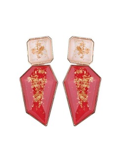Amber Fashion Irregular Shape Bold Style Women Statement Stud Earrings - Red