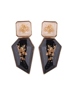 Amber Fashion Irregular Shape Bold Style Women Statement Stud Earrings - Black