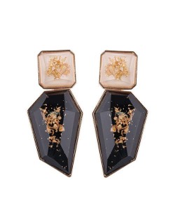 Amber Fashion Irregular Shape Bold Style Women Statement Stud Earrings - Black