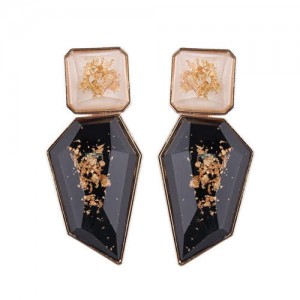 Amber Fashion Irregular Shape Bold Style Women Statement Stud Earrings - Black