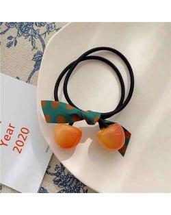 Korean Fashion Bowknot Decorated Cherry Design Women Rubber Hair Band - Orange