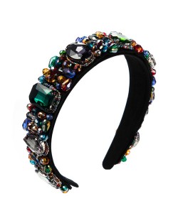 Shining Rhinestone Embellished Baroque Style Luxurious Trend Women Hair Hoop - Multicolor