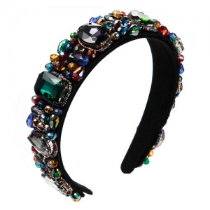 Shining Rhinestone Embellished Baroque Style Luxurious Trend Women Hair Hoop - Multicolor
