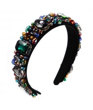 Shining Rhinestone Embellished Baroque Style Luxurious Trend Women Hair Hoop - Multicolor