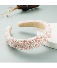 Crystal Beads and Pearls Mixed Fashion Women Costume Hair Hoop - Red