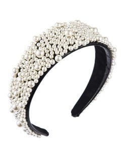 Imitation Pearl All-over Design KOLs Preferred High Fashion Women Cloth Hair Hoop