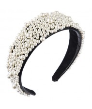 Imitation Pearl All-over Design KOLs Preferred High Fashion Women Cloth Hair Hoop