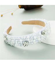 Gorgeous Crystal Beads Embellished Online Stars Choice High Fashion Women Costume Hair Hoop - White