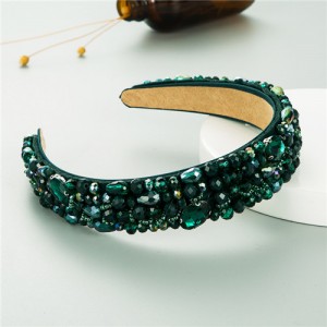 Gorgeous Crystal Beads Embellished Online Stars Choice High Fashion Women Costume Hair Hoop - Green