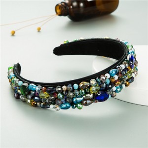 Gorgeous Crystal Beads Embellished Online Stars Choice High Fashion Women Costume Hair Hoop - Multicolor