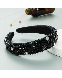 Crystal Embellished KOLs Choice High Fashion Women Hair Hoop - Black