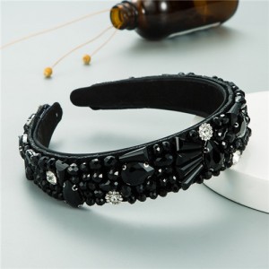 Crystal Embellished KOLs Choice High Fashion Women Hair Hoop - Black