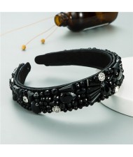 Crystal Embellished KOLs Choice High Fashion Women Hair Hoop - Black