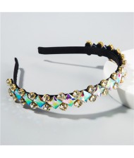 Graceful Shining Squares Embellished High Fashion Women Costume Hair Hoop - White