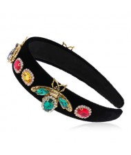 Vintage Rhinestone Bee and Gems Embellished Popular Fashion Women Cloth Hair Hoop - Multicolor