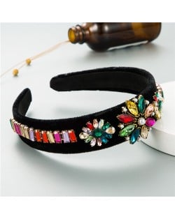 Multicolor Gems Flower Embellished Style Bohemian Fashion Women Cloth Hair Hoop