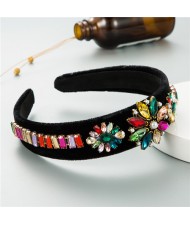 Multicolor Gems Flower Embellished Style Bohemian Fashion Women Cloth Hair Hoop