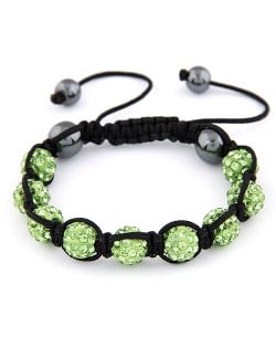 Rhinestone Ball Weaving Bracelet - Green