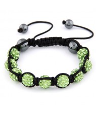 Rhinestone Ball Weaving Bracelet - Green