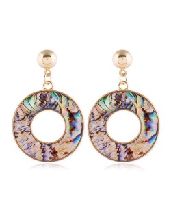 Seashell Texture Hoop Design Women Costume Stud Earrings