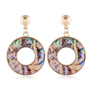Seashell Texture Hoop Design Women Costume Stud Earrings