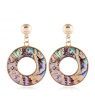 Seashell Texture Hoop Design Women Costume Stud Earrings