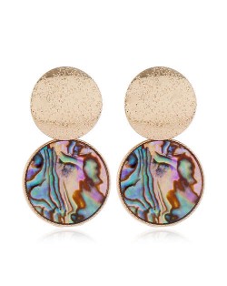 Rounds Fashion Seashell Texture Unique Fashion Women Alloy Stud Earrings