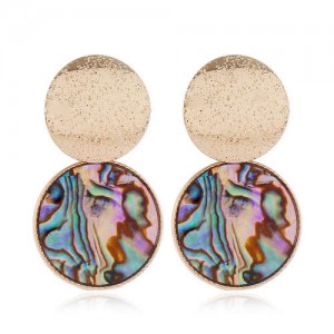 Rounds Fashion Seashell Texture Unique Fashion Women Alloy Stud Earrings