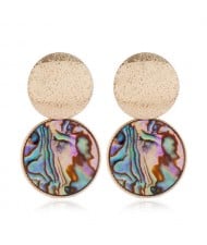 Rounds Fashion Seashell Texture Unique Fashion Women Alloy Stud Earrings