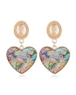Seashell Texture Heart Pendants Design High Fashion Women Alloy Stud Earrings