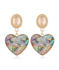 Seashell Texture Heart Pendants Design High Fashion Women Alloy Stud Earrings