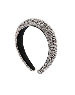 Baroque Style Rhinestone All-over Shining Design Women Headband/ Hair Hoop - Silver